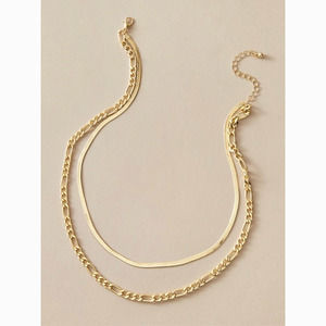 Gold Layered Chain Choker Statement Necklace